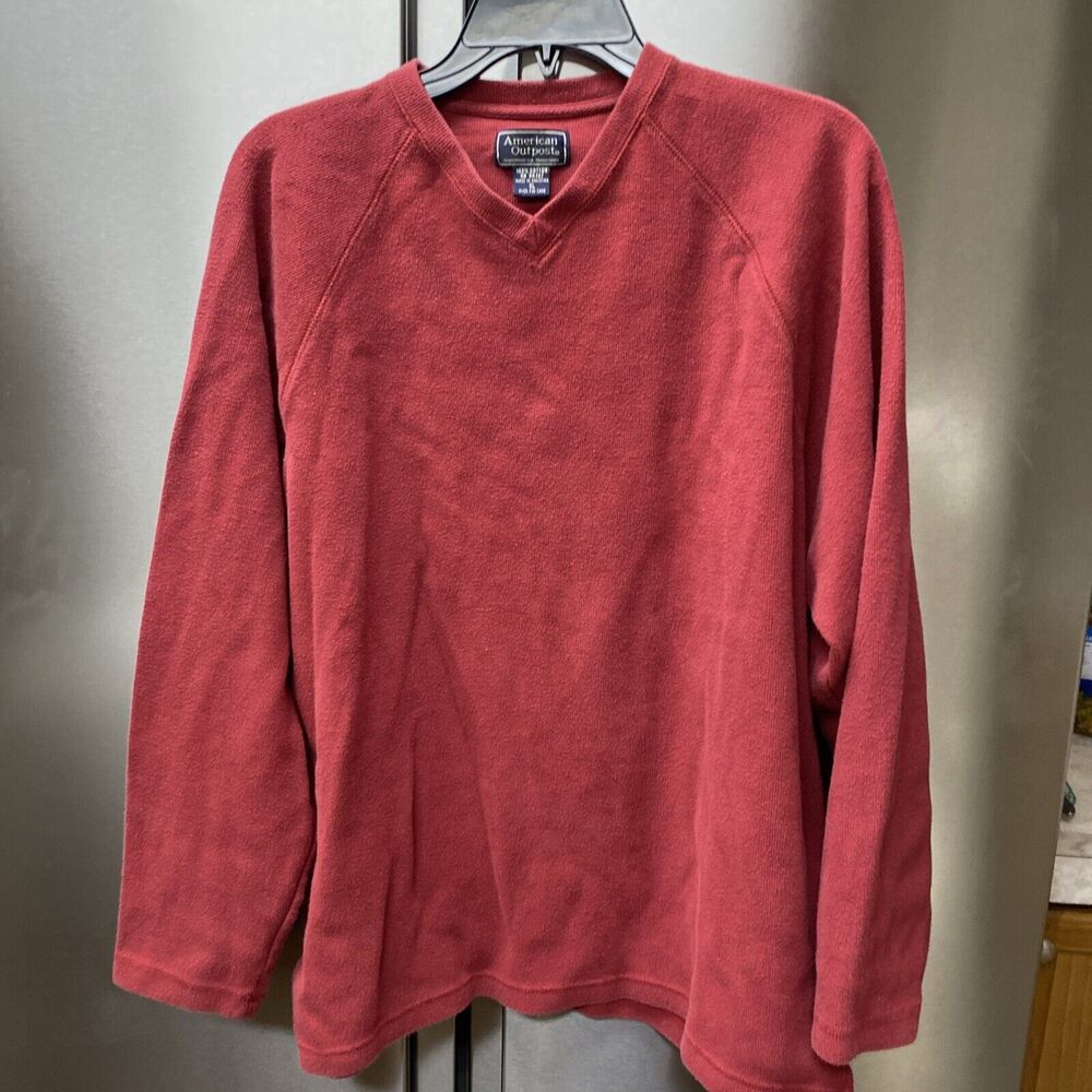 Vintage American Outpost men's XL Red V-neck sweater Long Sleeve